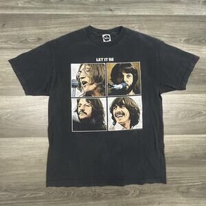 Vintage Beatles Shirt Mens Large Let It Be Album Cover Graphic Band Tee Y2K